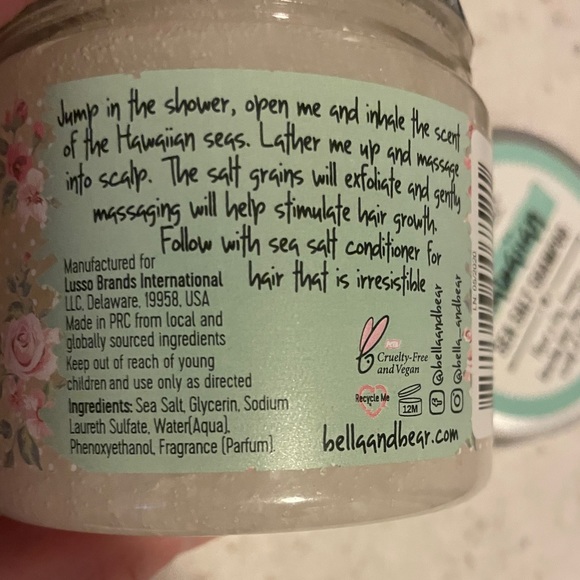 Bella & Bear Hawaiian Sea Salt Volumizing Shampoo, Exfoliating, Ocean Scent6.7oz - Picture 3 of 7